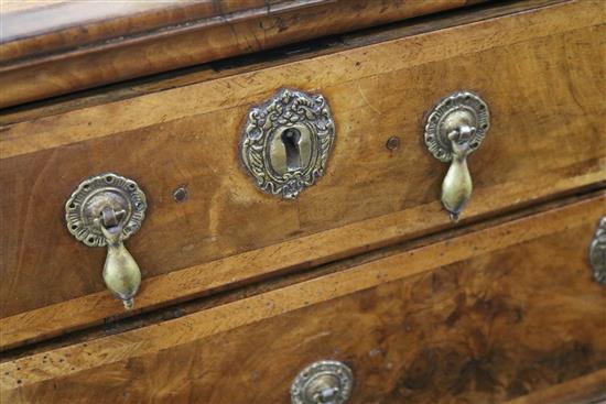 An 18th century walnut chest of three long and two short drawers W.87cm